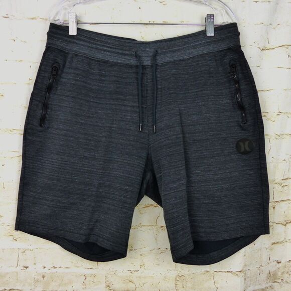 Hurley Shorts Mens L Gray Phantom Fleece Sweat Performance Zip Pocket 8.5” Surf - Picture 1 of 8